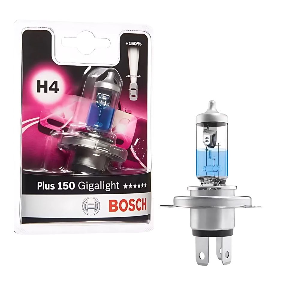 LÂMPADA UNITÁRIA BOSCH ORIGINAL H4 GIGALIGHT PLUS 150 12V 60/55W FAROL ALTO BAIXO 150%+ LUZ