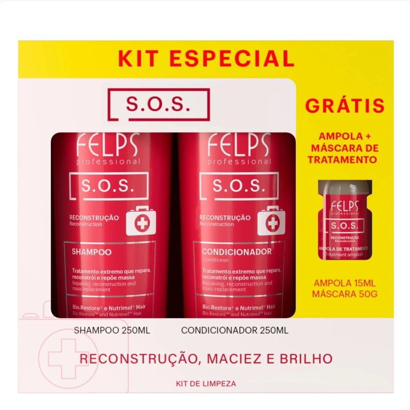 Kit Especial SOS Recontrução Felps Professional 4 em 1 em Oferta na Shopee
