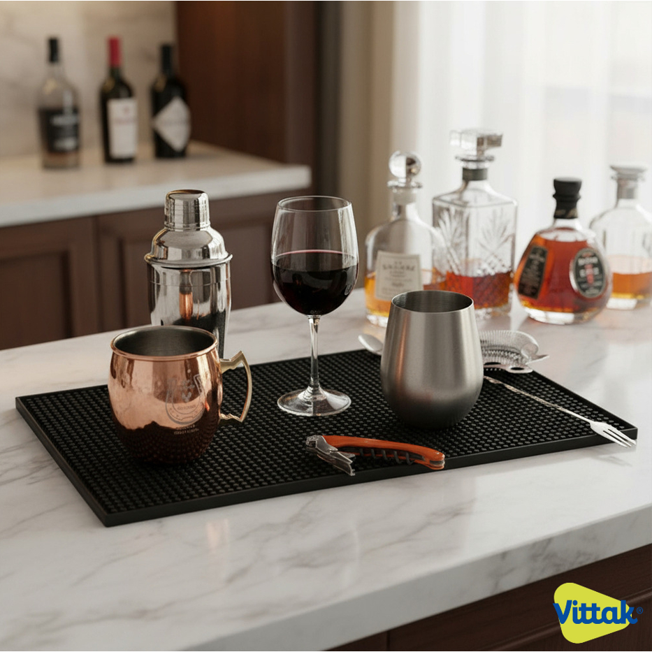 Vittak Tapete Escorredor De Louça Silicone Antiderrapante Bar Mat Drinks Barmen Balcão Barbeiro Salão 30x15cm e 30x45cm