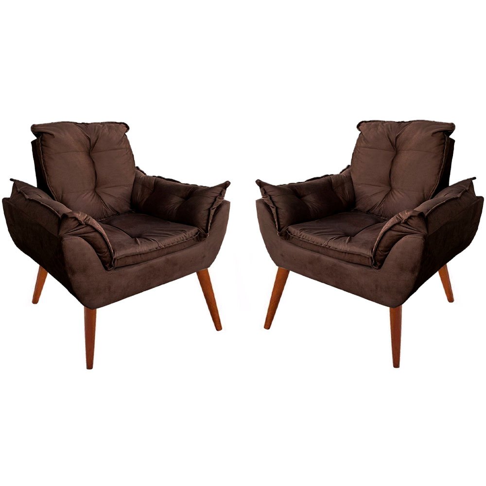 Combo de 02 Poltronas Decorativa Opala Para Consultório e Clínica Várias Cores