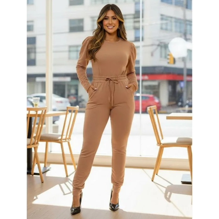 Conjunto Feminino Moletinho blusa manga longa princesa
