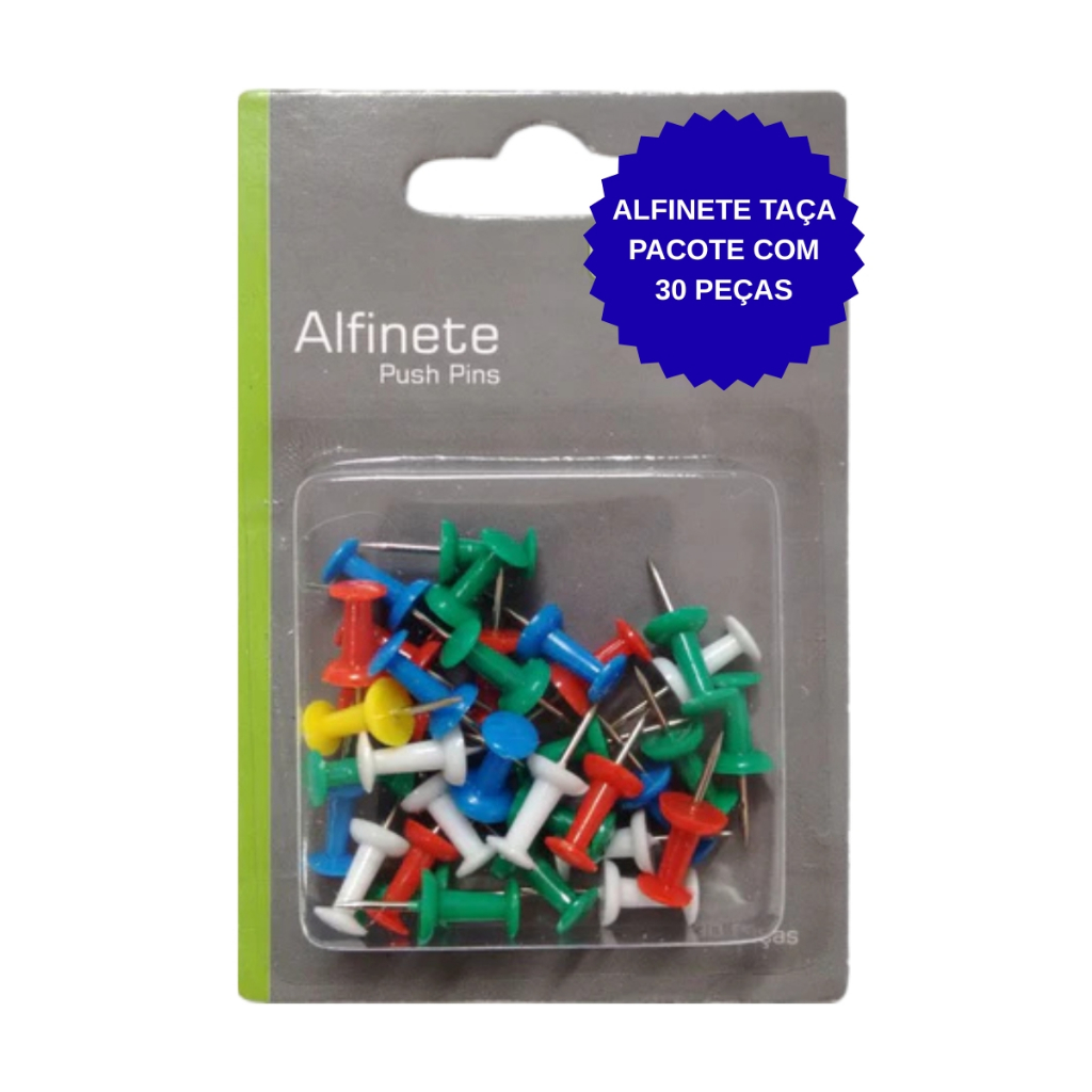 Alfinete Percevejo Tipo Taça Colorido Pra Mapa Quadro Cortiça 30 Peças