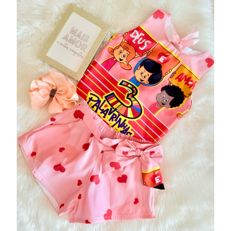 conjunto infantil três palavrinhas Deus é Amor 3 palavrinhas em Oferta na Shopee