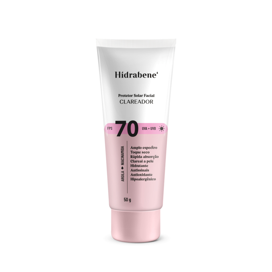 Hidrabene Protetor Solar Facial Clareador FPS 70 50 g em Oferta na Shopee