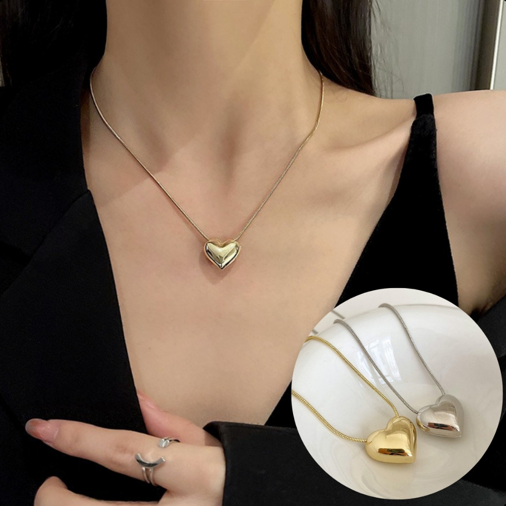 Colar Feminino Coração Corrente Banhada a Ouro ou Prata Presente Delicado em Oferta na Shopee