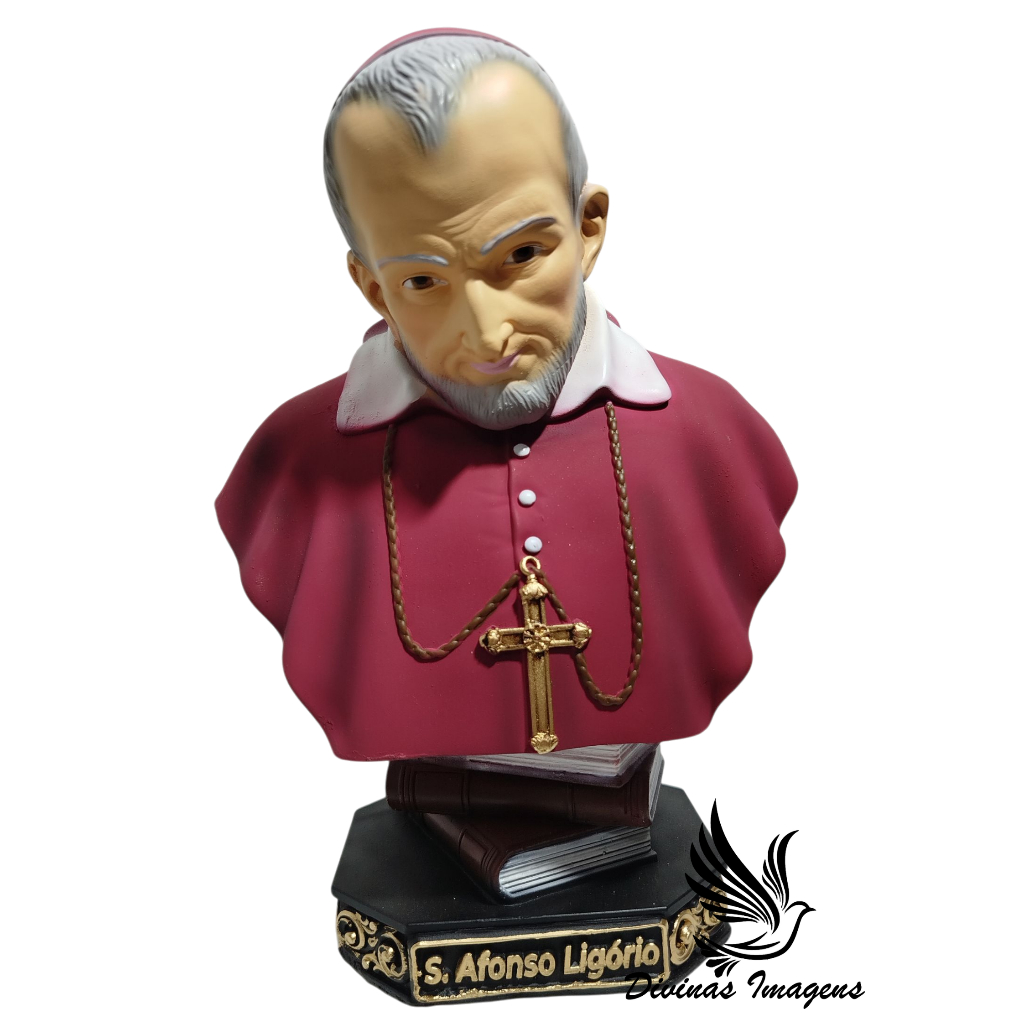 Imagem Busto Santo Afonso Ligório 20cm Pintado Arte Sacra com Detalhes Ricos