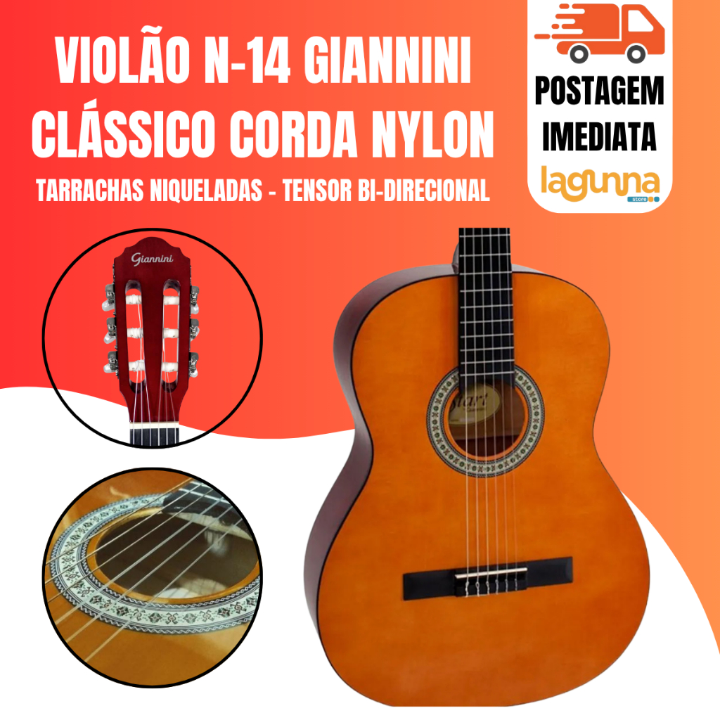 Violão Clássico Giannini Start N-14 Para Destros Natural Sabina Sólida Verniz Brilhante