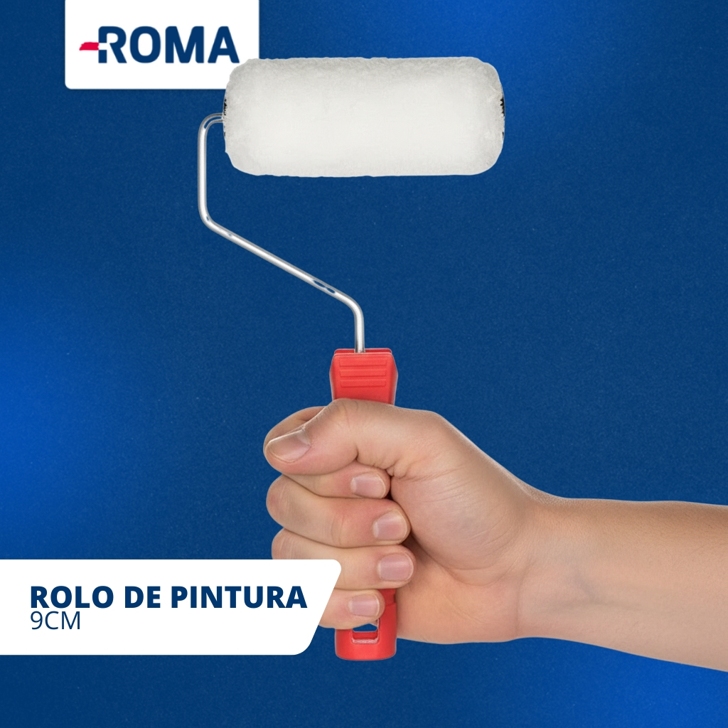 Rolinho Rolo Para Pintura 09cm + Trincha Pincel 2 Roma · foto 2