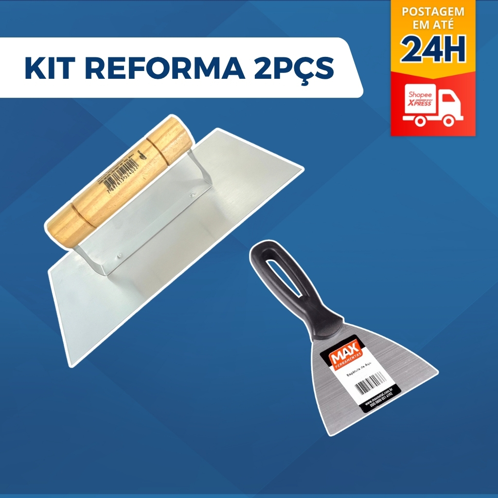 Kit Desempenadeira de aço e Espátula Profissional – Massa Corrida, Pintura, Textura e Drywall