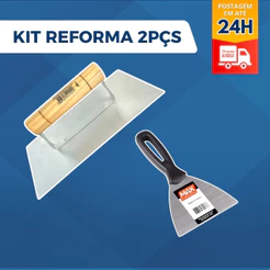 Kit Desempenadeira de aço e Espátula Profissional – Massa Corrida, Pintura, Textura e Drywall