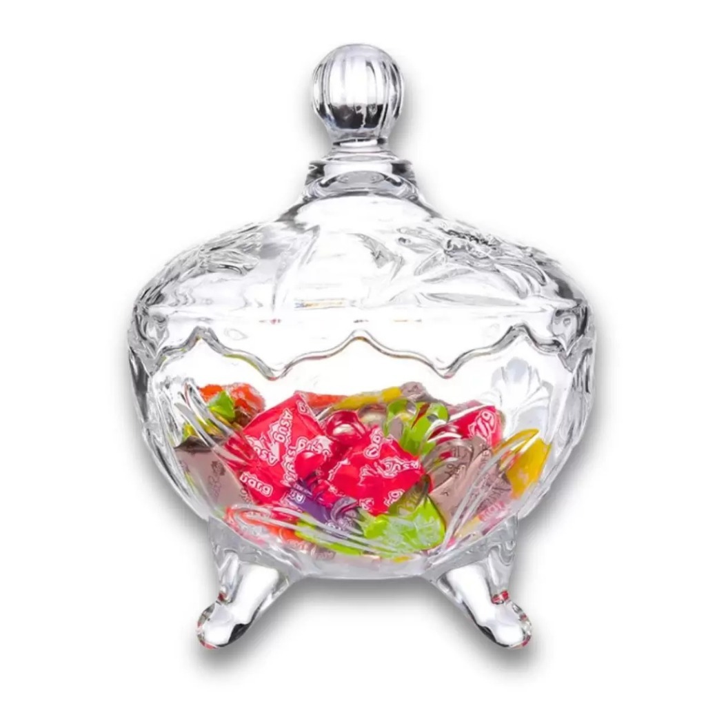 Bomboniere Baleiro De Vidro Centro De Mesa Com Tampa Florence Potiche Grande 14 cm