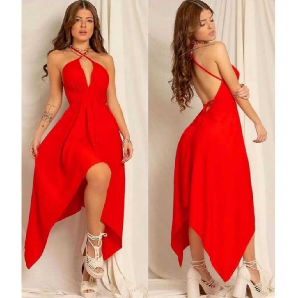 Vestido Envelope Alcinha Soltinho Costa Nua Sem Bojo Com Bicos Decote V Muito Lindo Envio Rápido
