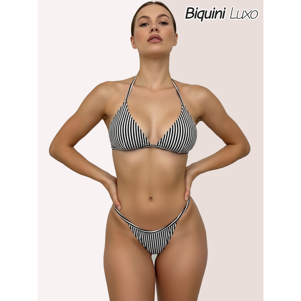 Biquini Feminino Estampado Luxo Bikini Estilo Cortininha Moda Praia Verão Saida de Praia