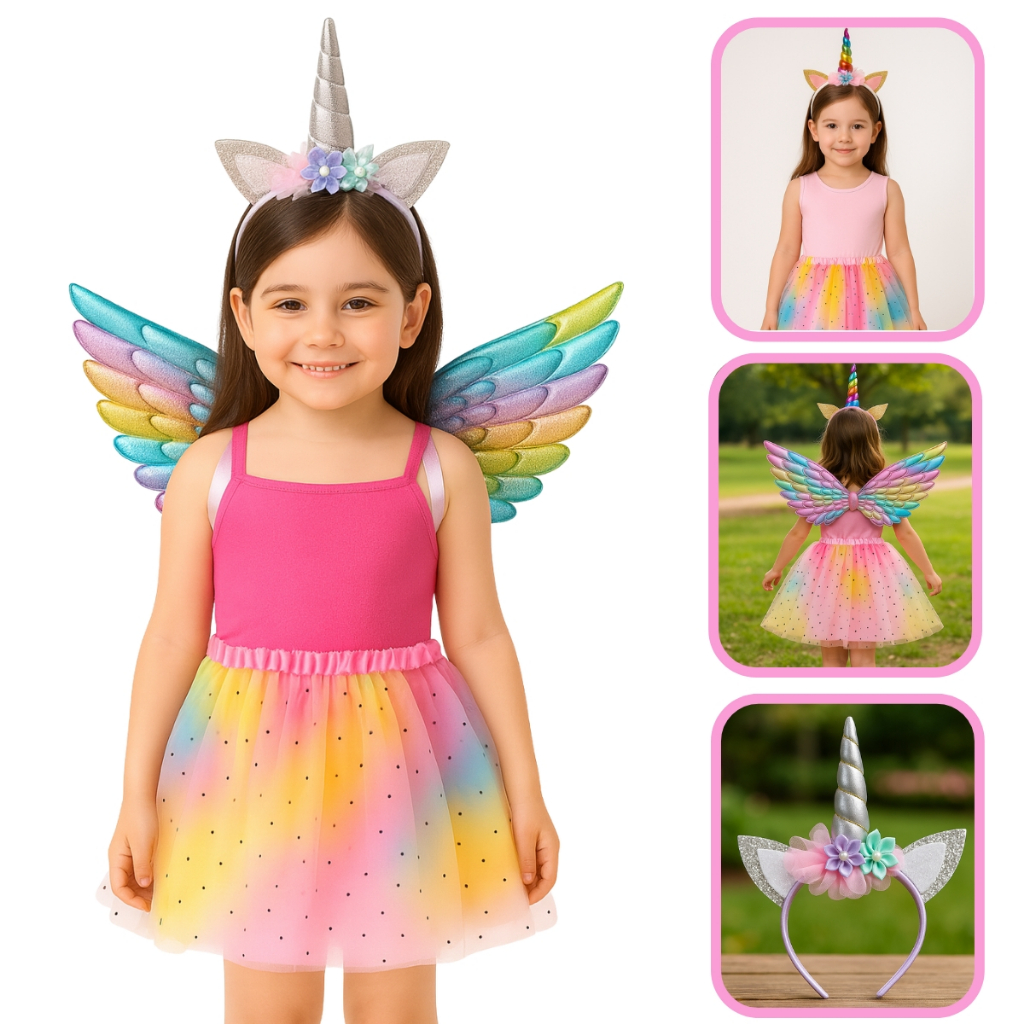 Fantasia Menina Infantil Completa Carnaval Cabelo Maluco Escola