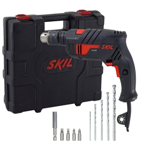 Furadeira Impacto Skil 6555 570W 220V + 10 Brocas e Bits + Maleta De Transporte em Oferta na Shopee