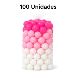 100 Unidades de Bolinha Plástica Pink, Rosa bebe e branca Piscina Promoção 50, 100 e 200- Não Amassam