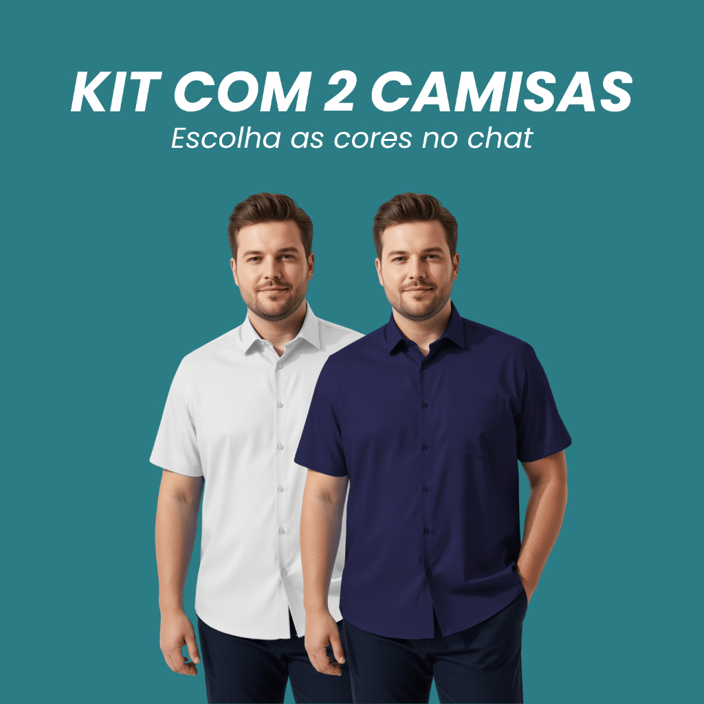 Kit 2 Camisa Social Masculina Manga Curta Extra Grande Camisa Social Plus Size Blusa Social Tecido Plus Elastano