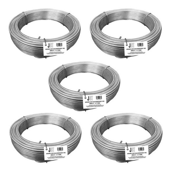 Kit com 5 Kg de Arame Liso Galvanizado - BWG12-2,77MM - JST
