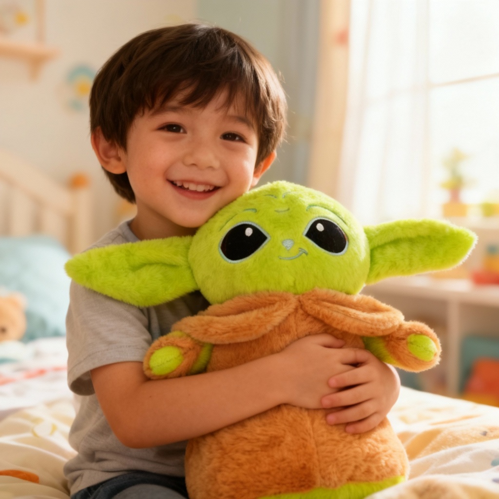Pelúcia Baby Yoda Mandalorian 35cm – Brinquedo Macio e Fofo Infantil – Presente Geek Star Wars