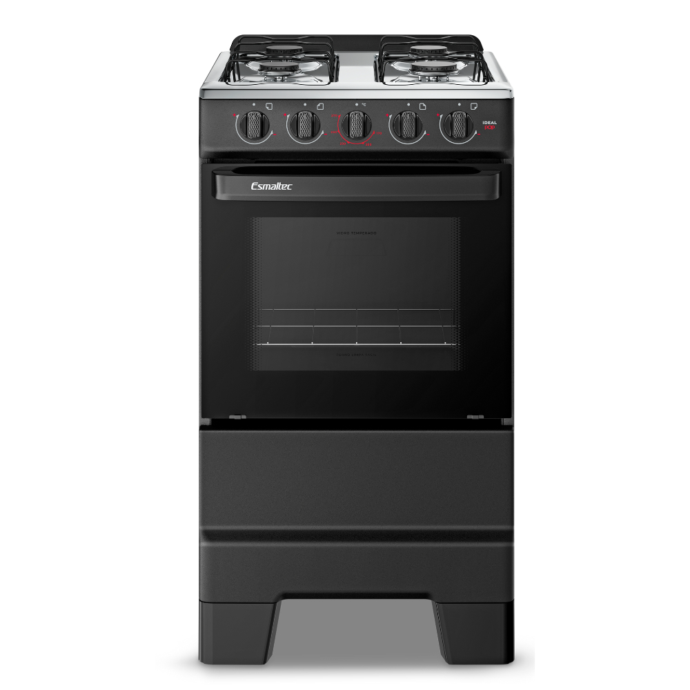 Fogão Esmaltec Ideal Pop F4ISP 4 Bocas Acendimento Manual Preto