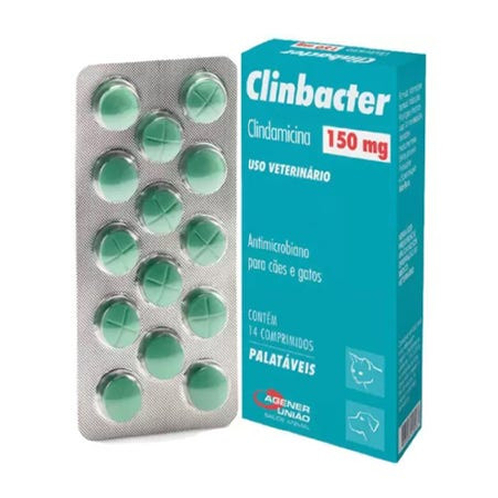 Clinbacter 150Mg Antimicrobiano Agener Cães Gatos 14Comp