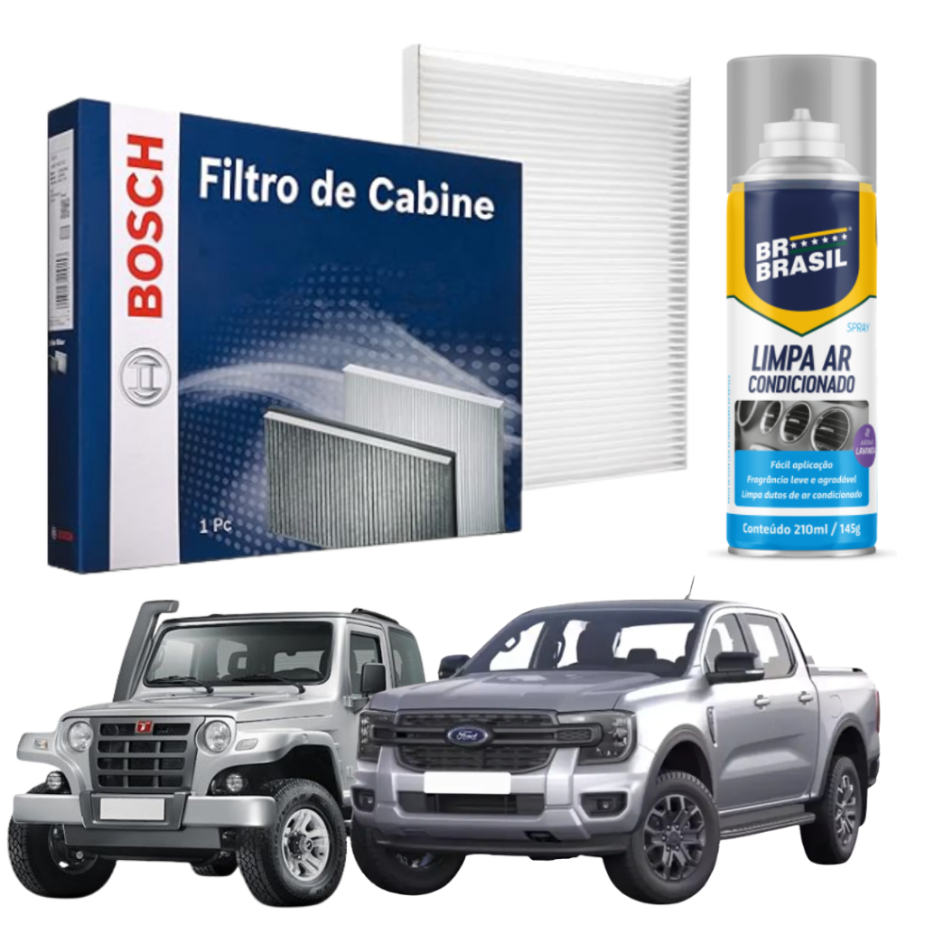 Filtro Ar condicionado Cabine Ranger após 2012 Troller após 2015 Bosch + Limpa Ar Br Brasil