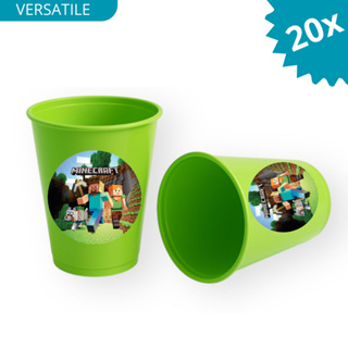 Kit 10-20-30 Copos de Plástico Adesivados Minecraft Desenho Infantil Festas Presentes Criança em Oferta na Shopee