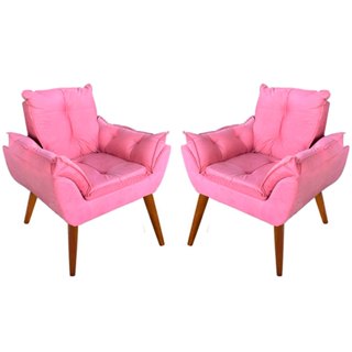 02 Poltronas Estofada Opalla Decoração Para Recepção e Salão de Beleza em Oferta na Shopee