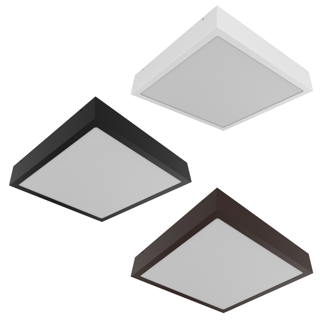 Plafon 30 Cm De Sobrepor Aço E Vidro Quadrado Bivolt para 3 Lâmpadas E27 Sala Cozinha Teto Quarto iluminação