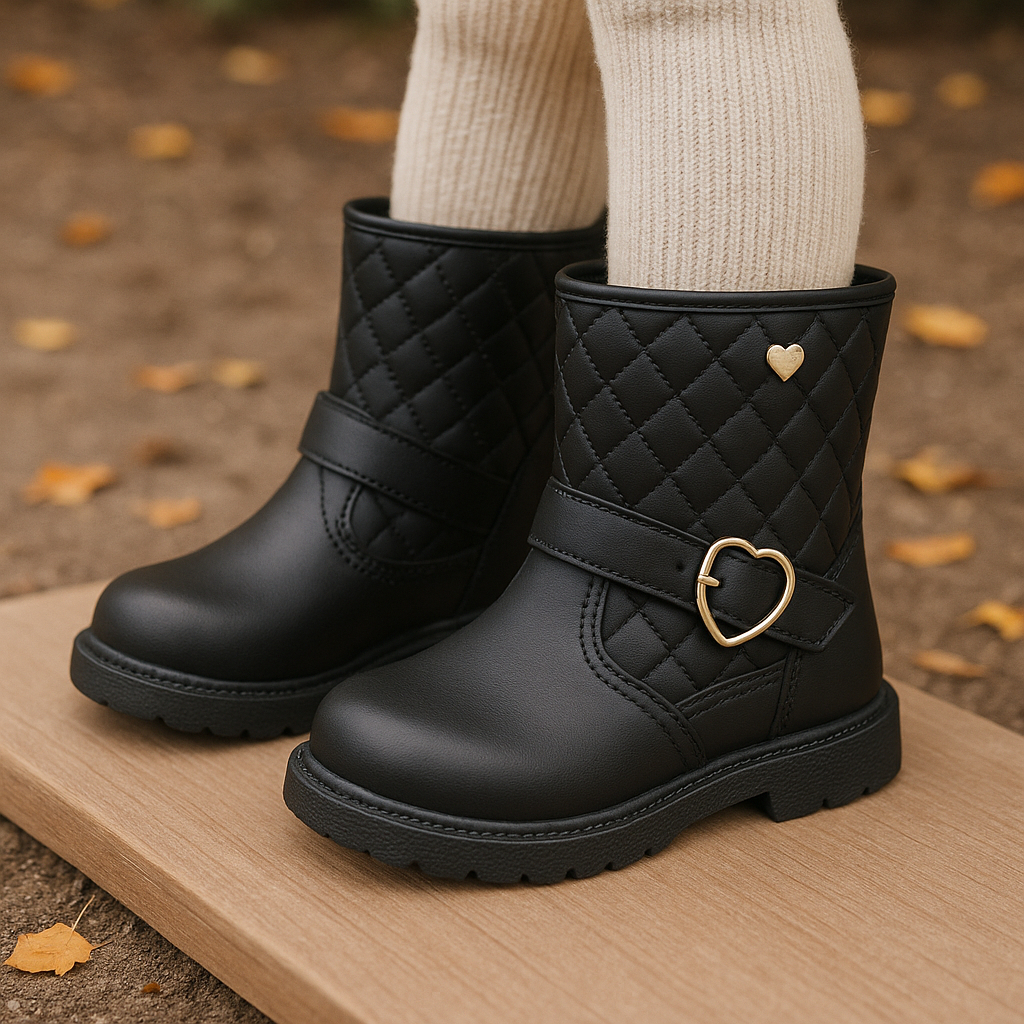 BOTA INFANTIL MENINA COM DETALHE DE CORACAO em Oferta na Shopee