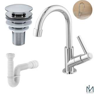 Kit Torneira Lavatorio Pia Banheiro Metais Last ABS + Sifão 72cm + Válvula Click 7/8 Cromada em Oferta na Shopee