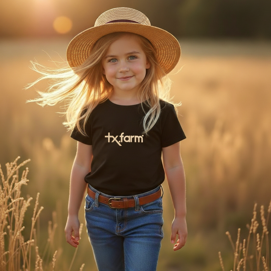 Camiseta Infantil Menina Country Tx Farm Cowgirl 100% Algodão Estampada Confortável Rodeio em Oferta na Shopee
