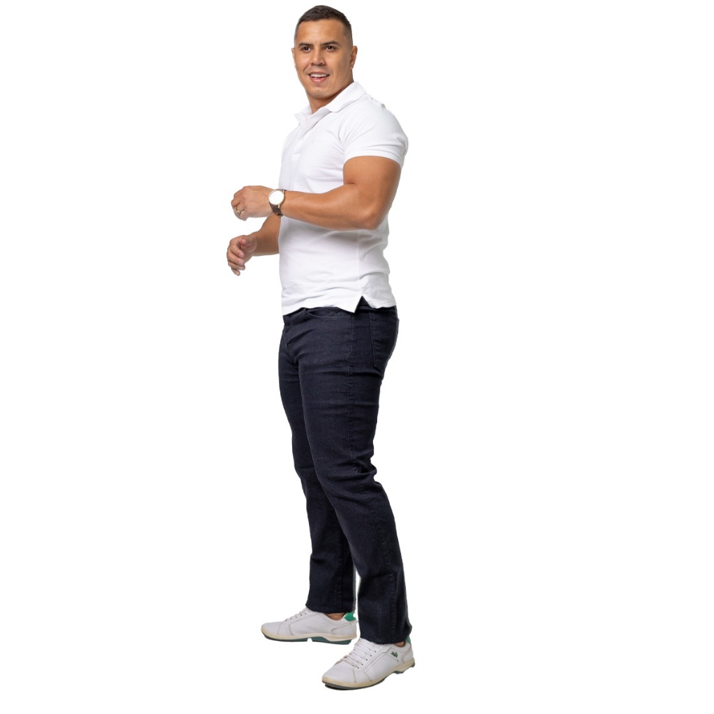 Calca Masculina Preta SLIM Lycra Elastano Estilo Casual Sarja Tam Normal e Plus Size Dia dos Namorados