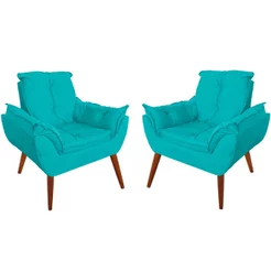 Kit 02 Poltronas Decorativas OPALA - Sala de Estar - Promoção Quarto Recepção Escritório