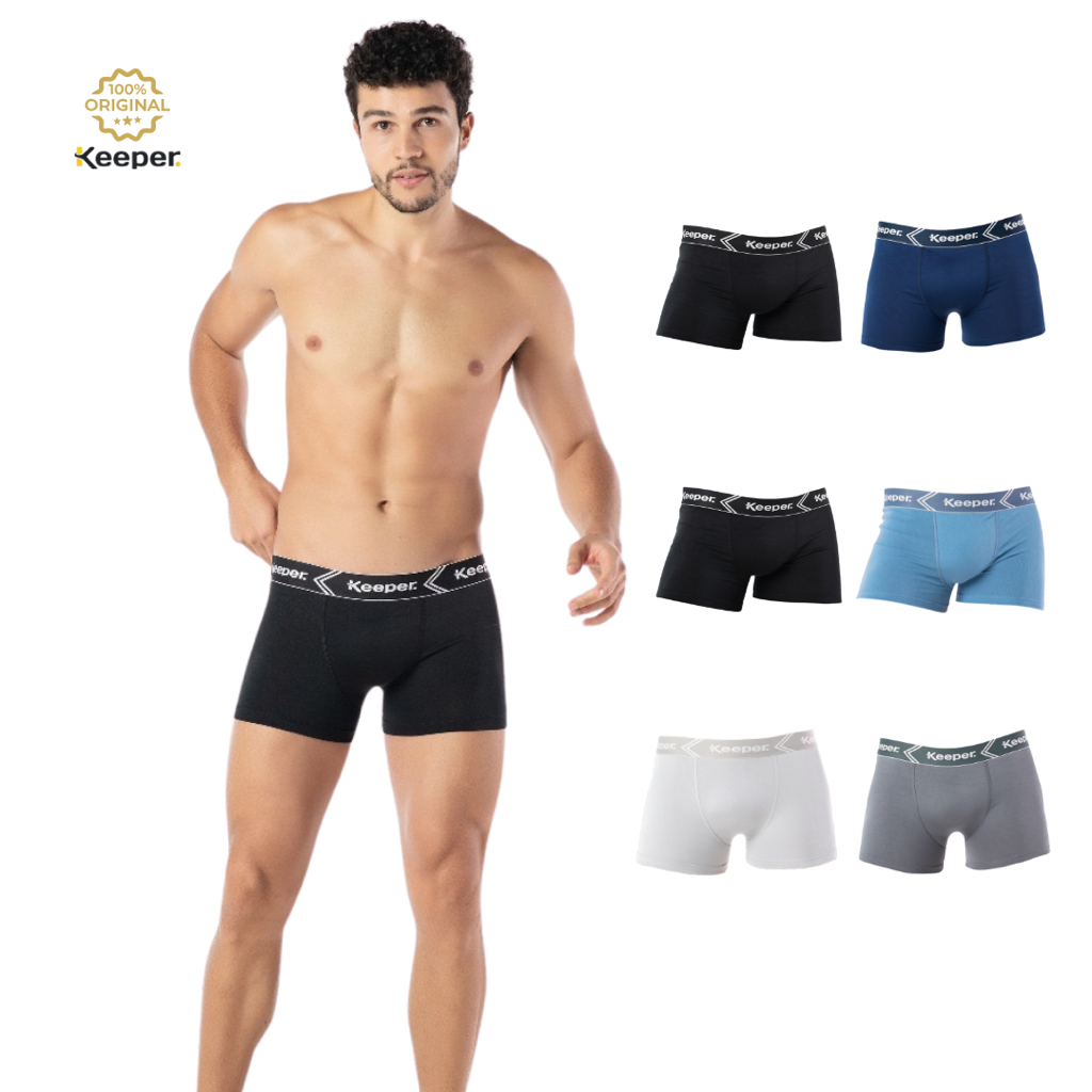 Kit 6 Cueca Boxer Básica com Elástico Microfibra - Keeper em Oferta na Shopee