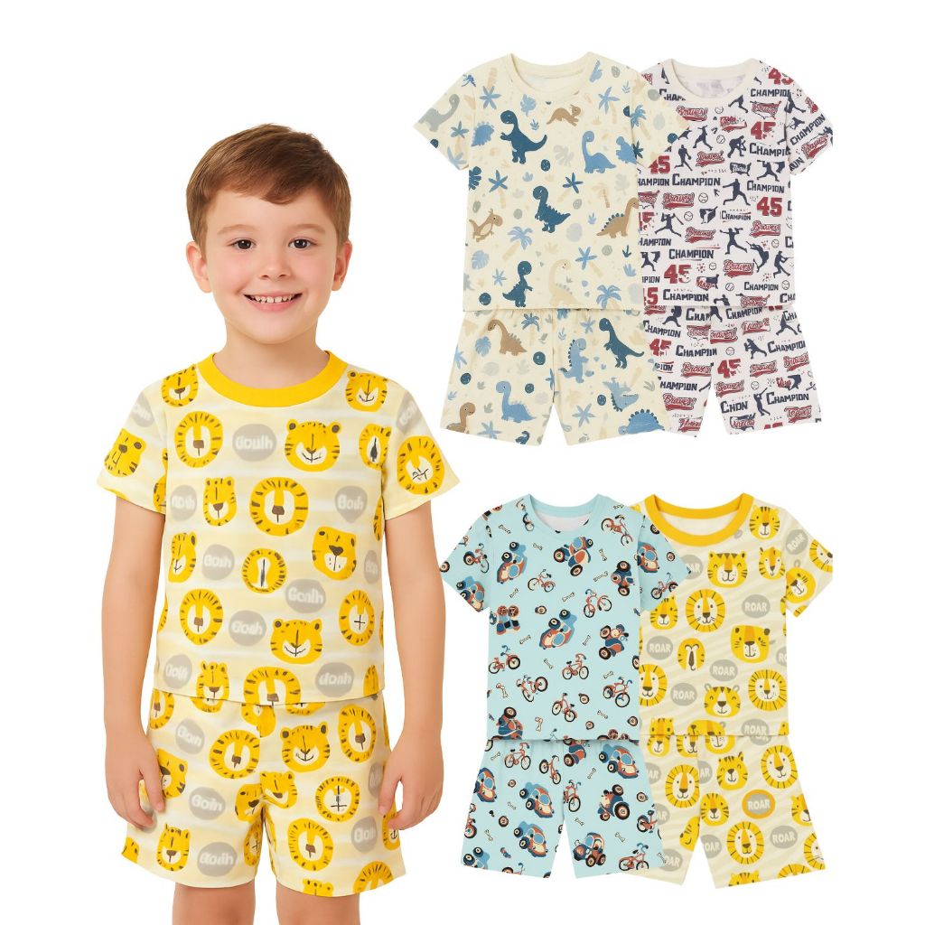 Kit 4 Pijamas Infantil Menino Conjuntos Calor Verão Lindos