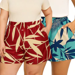 Kit 2 Short Feminino Plus Size Bermuda Feminina Verão Praia Calor M G GG EXG