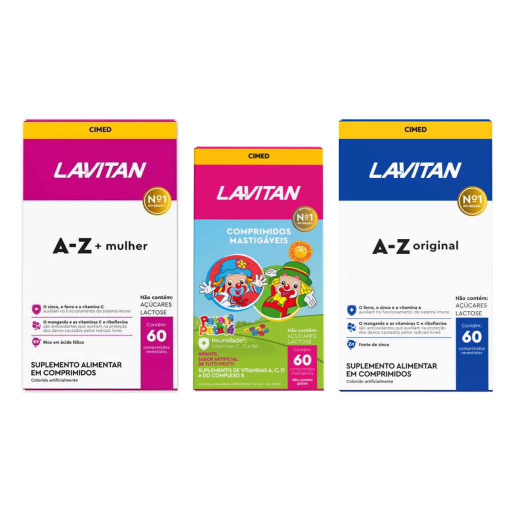 Kit Lavitan Família Az Mulher + Kids + Original 60 Comp Sem Sabor em Oferta na Shopee