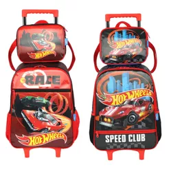Linha Escolar Infantil Hot Wheels – Mochila de Rodinhas, Mochila de Costas e Lancheira – Luxcel