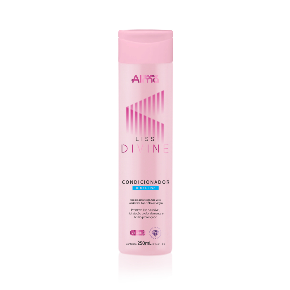 Condicionador Hidratação Brilho Espelhado AntiFrizz Toque Sedoso Aloe Vera Óleo de Argan Alma Hair