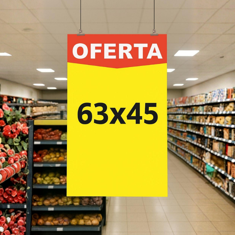 25 Cartaz Oferta Amarelo Promoção Grande G Supermercado Loja Placa Duplex 45x63 cm