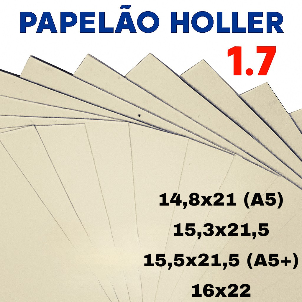 Papelão Horlle 1,7mm Original para Capas Encadernação Papel Cartão Cinza Holler 1.7 mm 15,5x21,5 A5+ 16x22 A5 15,3x21,5