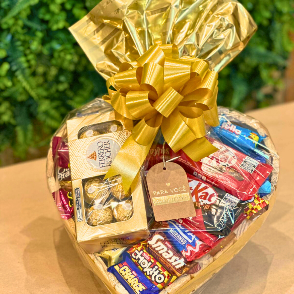 Cesta De Chocolate De Coração Presente Dia Dos Namodos Natal