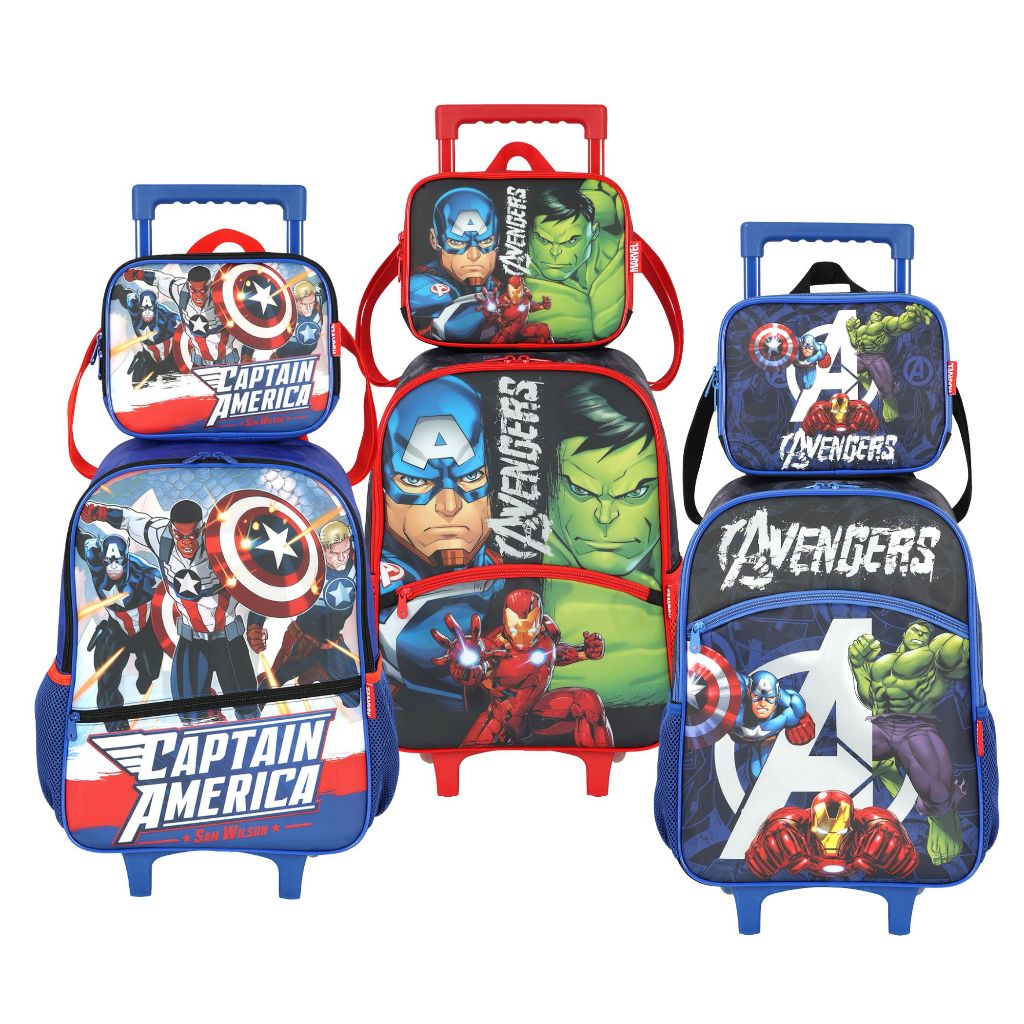 Linha Escolar Infantil Avengers Vingadores – Mochila de Rodinhas e Lancheira – Luxcel em Oferta na Shopee