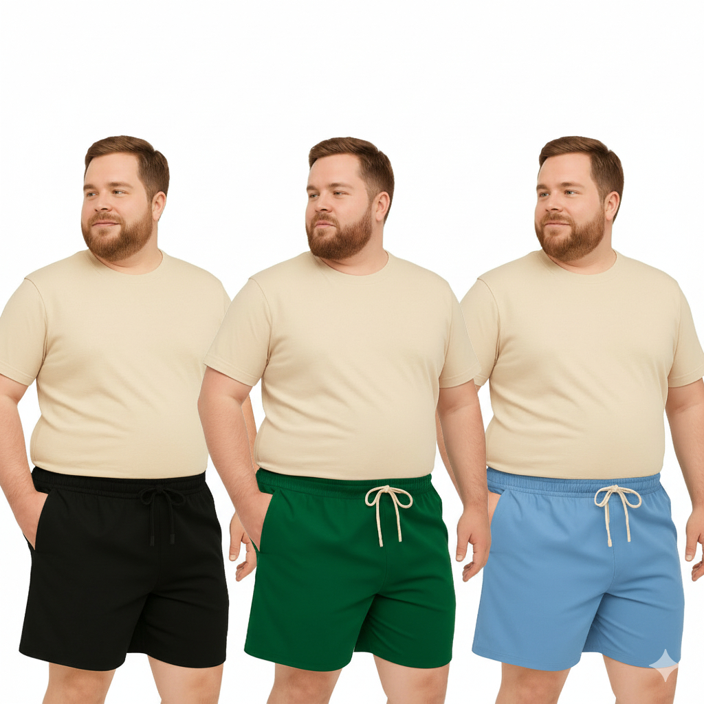 Kit 3 Bermudas Masculinas Short Plus Size de Linho Premium Moderno Modelo Mauricinho 2 Bolsos