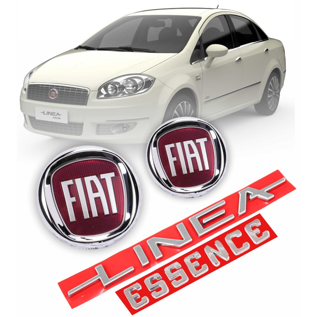Kit 4 Emblemas para Grade E Mala Fiat Linea Essence 2015/2016