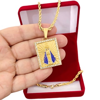 Colar Cordão Nossa Senhora Aparecida Cravejado Banhado Ouro em Oferta na Shopee