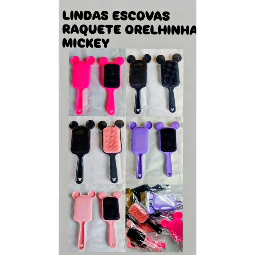 Escova Raquete Orelhinha MIKEY Flex Anti Frizz Para Desembaraçar Cabelos em Oferta na Shopee