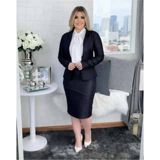 Conjunto Blazer e Saia Lápis  Moda Fardamento pra Congressos em Oferta na Shopee
