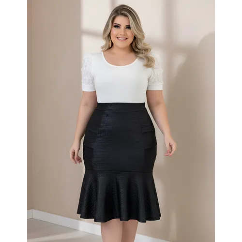 saia moda feminina babado moda secretaria em alta em Oferta na Shopee